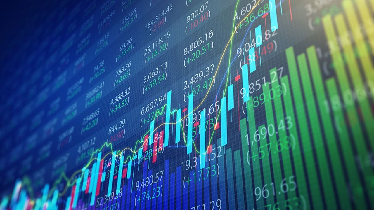 rising stock market trading chart